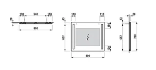 Laufen Spiegel LANI 800x28x700 m. 2 verti. integr. LED-Lichtelementen – Bild 2
