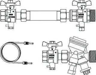 HEIMEIER Anschlussset TA-COMPACT-DP DN20, G3/4, G1, horizontal.Set, Diff.dr. – Bild 2