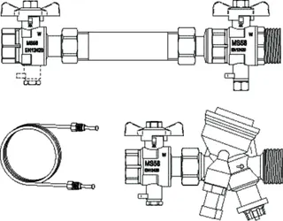 HEIMEIER Anschlussset TA-COMPACT-DP DN20, G3/4, G1, horizontal.Set, Diff.dr. – Bild 3