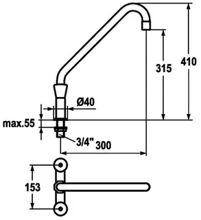 KWC Zweigriffmischer GASTRO Schwenkausl. AD153 A300 B 315 C 410, ganzchrom – Bild 3