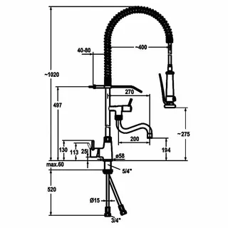 KWC Hebelmischer GASTRO Schwenkauslauf A200 B 270, ganzchrom – Bild 3