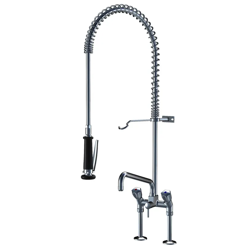 KWC Zweigriffmischer GASTRO Schwenkausl. AD153, A300, mit Brause, ganzchrom