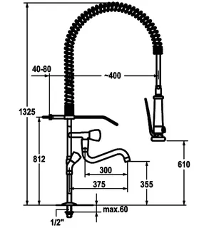 KWC Zweigriffmischer GASTRO Geschirr-br. AD153, A300, Stand, ganzchrom – Bild 3