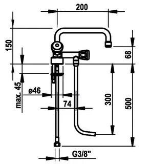 KWC Thekenarmaturen Zweigriffmischer A200, einleitig, ganzchrom – Bild 3