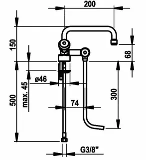 KWC Thekenarmaturen Zweigriffmischer A200, zweileitig, ganzchrom – Bild 3