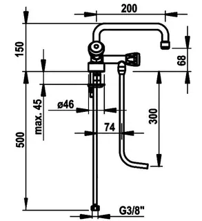 KWC Thekenarmaturen Zweigriffmischer A200, 1 Unterspülrohr, ganzchrom – Bild 3