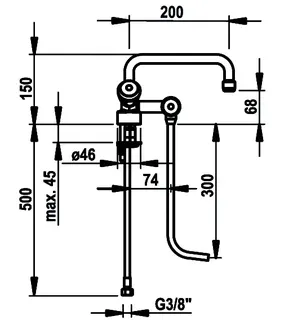 KWC Thekenarmaturen Zweigriffmischer A200, 2 Unterspülrohre, ganzchrom – Bild 3