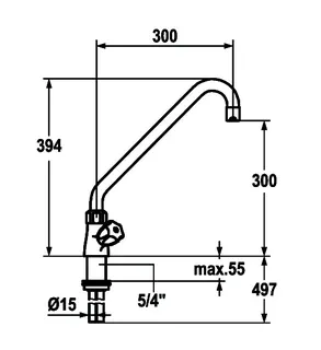 KWC Zweigriffmischer GASTRO Schwenkausl. A300 B300 C394, ganzchrom – Bild 3