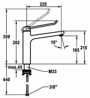 KWC Hebelmischer VITA PRO 2.0 Schwenk A225, Hebel lang, ganzchrom – Bild 3