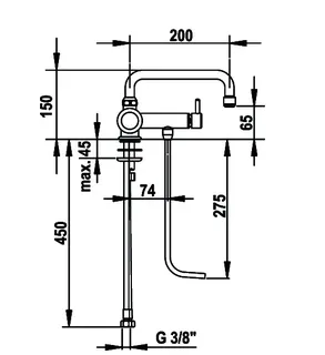 KWC Thekenarmaturen Hebelmischer A200, 1 Unterspülrohr, ganzchrom – Bild 3