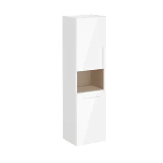 VitrA Hochschrank Wäschekorb Root Flat H155 1 Tür Türanschlag links Weiß Hochglanz