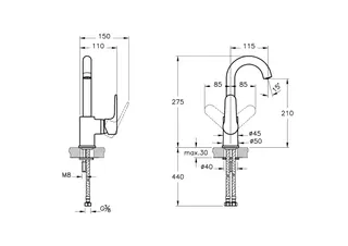 VitrA Einhebel-Waschtischmischer Root Round h: 275 mm schwenkbar Einlochmon. Schwarz – Bild 2