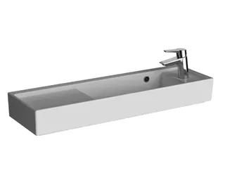 VitrA Waschtisch Compact ArchiPlan 90x29 cm mit Hahnloch rechts mit Überlauf Weiß HG – Bild 1