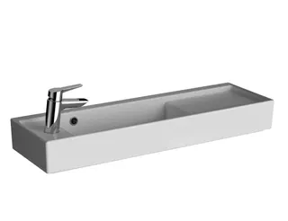 VitrA Waschtisch Compact ArchiPlan 90x29 cm mit Hahnloch links mit Überlauf Weiß HG