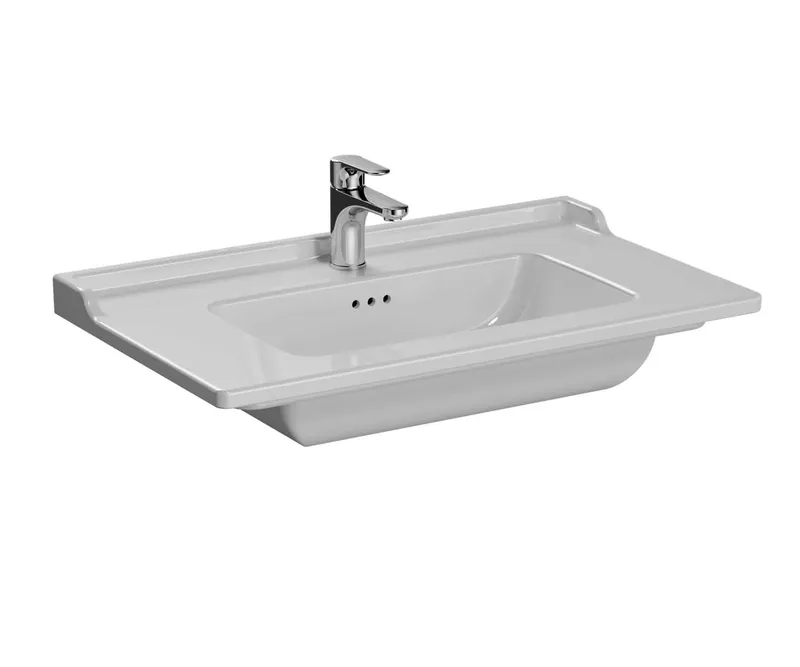VitrA Möbelwaschtisch Integra Classic 80 cm Hahnloch Überlaufloch Weiß Hochglanz