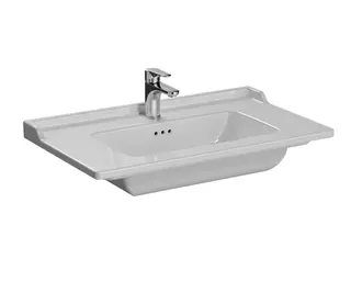 VitrA Möbelwaschtisch Integra Classic 80 cm Hahnloch Überlaufloch Weiß Hochglanz