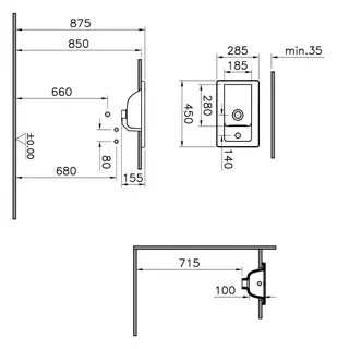 VitrA Handwaschbecken Integra 45 x 29 cm Hahnloch/Überlaufloch rechts Weiß HGL – Bild 2