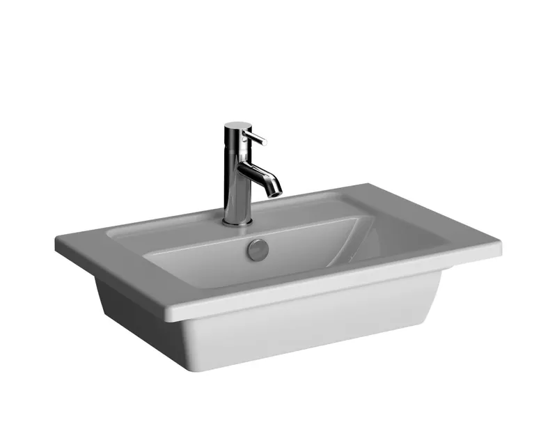 VitrA Möbelwaschtisch Compact Integra 60 cm Hahnloch Überlaufloch Weiß Hochglanz