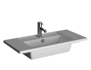 VitrA Möbelwaschtisch Compact Integra 80 cm Hahnloch Überlaufloch Weiß Hochglanz – Bild 1