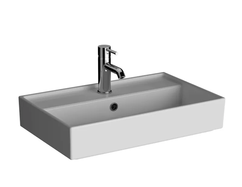 VitrA Waschtisch Compact ArchiPlan 60x38 cm mit Hahnloch mit Überlauf Weiß Hochglanz