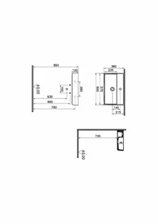 VitrA Waschtisch Compact ArchiPlan 60x38 cm mit Hahnloch mit Überlauf Weiß Hochglanz – Bild 2