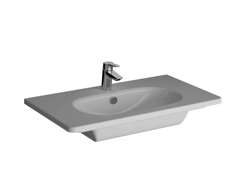 VitrA Möbelwaschtisch Zentrum 81 x 47 cm mit Hahnloch mit Überlauf Weiß Hochglanz
