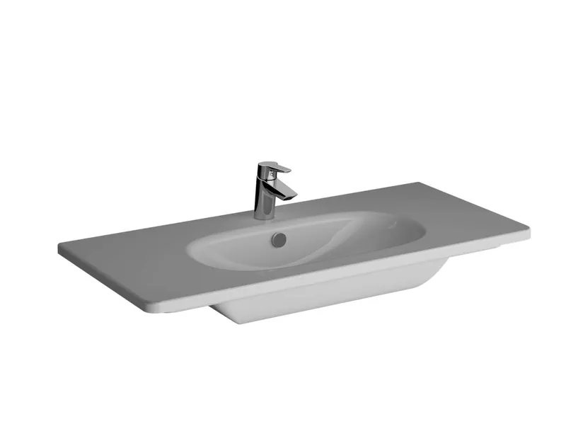 VitrA Möbelwaschtisch Zentrum 101 x 47 cm mit Hahnloch mit Überlauf Weiß Hochglanz