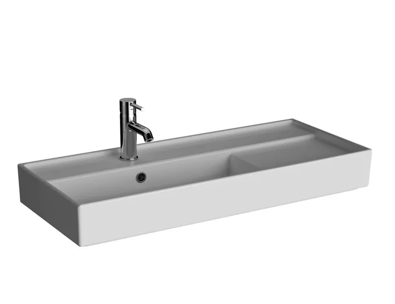VitrA Waschtisch Compact ArchiPlan 90x38 cm asymmetr. m. Hahnl. m. Überlauf Weiß HGL