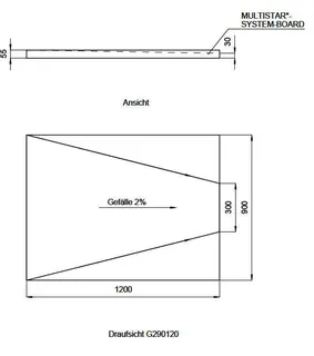 SD Gefälleelement Wandablauf Geberit G2 900x1200 mm ohne UBE