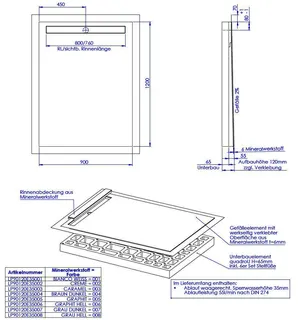 SD LINE PLUS SCHEDEL 1seitig Bianco weiß 900x1200 (Rinne 800 mm) Sperrw.25 – Bild 2