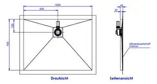 SD barr-frei Dusche Mineral 001 Round 1200x900 mm Ablaufpos. 600/230 mm – Bild 2
