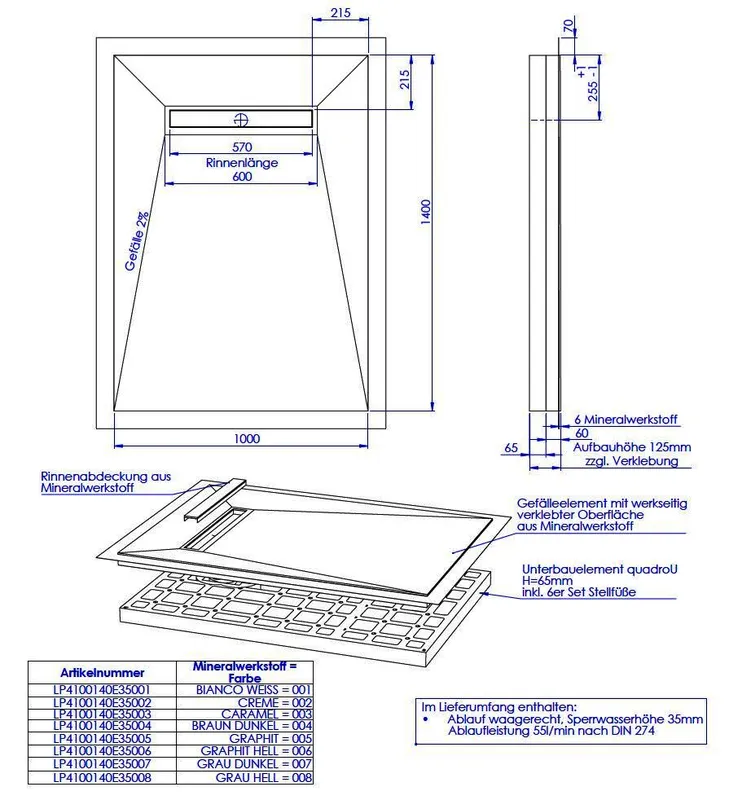 SD LINE PLUS SCHEDEL 4seit. Graphit hell 1000x1400 (Rinne 600 mm) Pure Sperrw.25