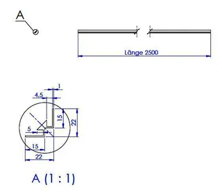 SD Eckprofil innen ALU 2500 mm, Nr. 42337