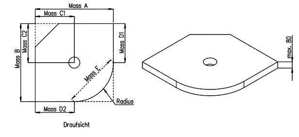 SD U-BauEL für barr-frei DU Abl. KESSEL bis 2,9 qm Freiform bis 80 mm