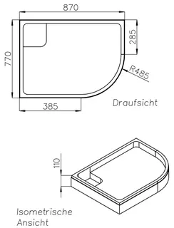 SD Wt Hüppe Purano viertelrund 900x800x26