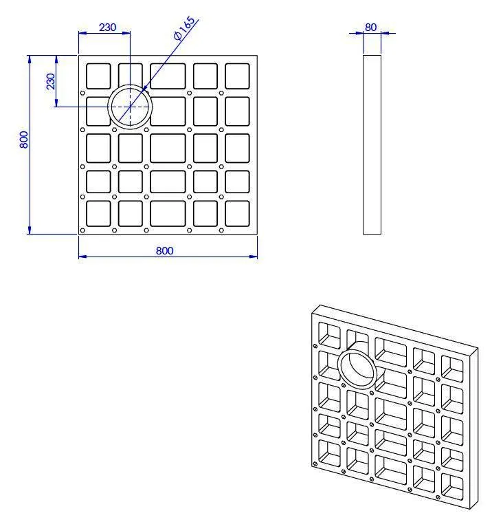 SD U-BauEL für Plan Plus QuadroU 800x800x80 mm