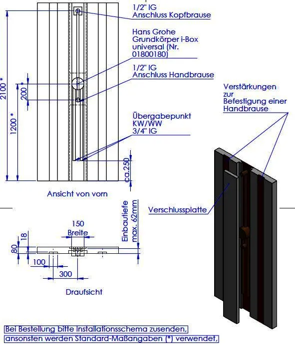 SD Dampf STEAM Verrohrung mit Hans Grohe i-Box