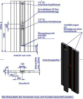 SD Dampf STEAM Einbau bauseits gestellter UP-Box