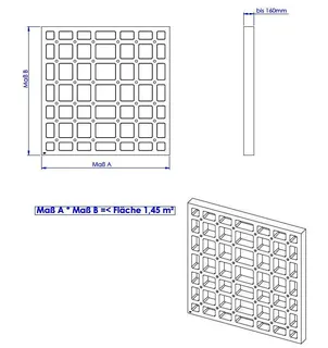 SD U-BauEL für Plan Plus QuadroU bis 160 mm Sonderanfertigung bis 1,45 qm