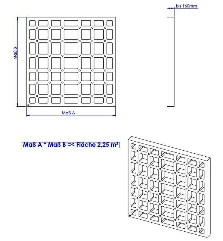 SD U-BauEL für Plan Plus QuadroU bis 160 mm Sonderanfertigung bis 2,25 qm