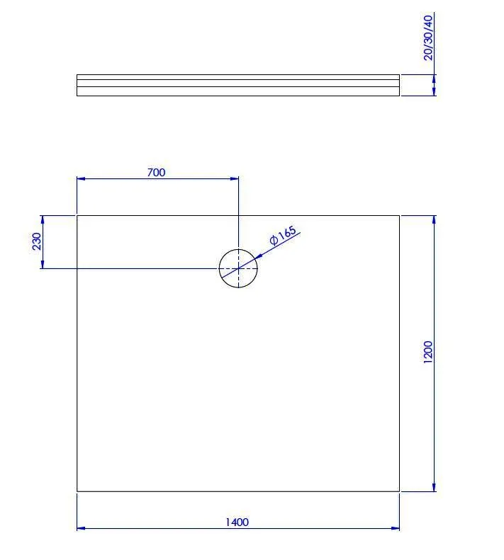 SD U-BauEL für barr-frei DU Plan Plus 1400x1200x20/30/40 mm