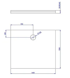 SD U-BauEL für barr-frei DU Plan Plus 1400x1200x20/30/40 mm