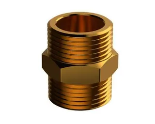 FL Doppelnippel für Edelstahlwellrohr flachdichtend, DN 20, 1" AG, Messing