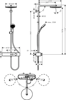 Hansgrohe Showerpipe Pulsify S 260 1jet mit Brausethermostat Aufputz MSW – Bild 4
