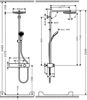 Hansgrohe Showerpipe Pulsify S 260 1jet mit Brausethermostat Aufputz MSW – Bild 5