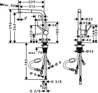 Hansgrohe Spültischmischer 270 Talis M54 Niederdruck Ausziehauslauf 1jet MSW – Bild 3