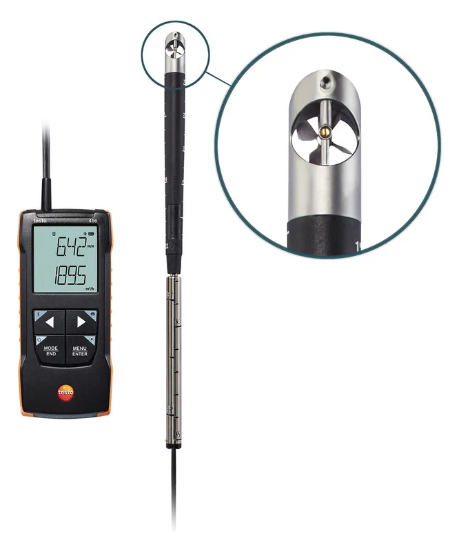 Testo 416 - Digitales 16 mm Flügelrad-Anemometer mit App-Anbindung
