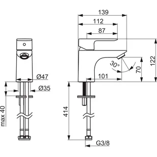 EHM Waschtisch-Batt. HANSABASIC 5542 Ausld. 101 mm DN15 chr – Bild 3