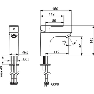 EHM Waschtisch-Batt. HANSABASIC XL 5552 Ausld. 112 mm DN15 chr – Bild 3