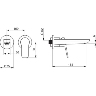 EHM FM-Set f. Waschtisch-Batt. HANSABASIC 5560 Ausld. 185 mm chr – Bild 3